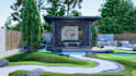 landscape, backyard, garden design with 3d renders
