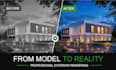 create photorealistic 3d architectural exterior rendering