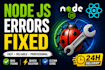 debug and fix react node js javascript and mern stack bugs