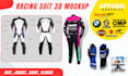 3d design go kart racing suits, jackets, shoes and gloves