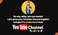 create, setup youtube channel with a custom logo, art, intro, outro