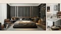 create a 3d interior design for the bedroom and relaxation room in your home
