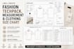 create fashion techpack, clothing size chart and garment measurements
