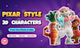 create pixar style cartoon character using midjourney ai