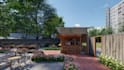 3d rendering of coffee shop landscape architecture