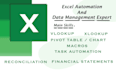 do excel automation, data entry, data repairing, cleaning, xlookup, vlookup