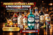 do alcohol, wine, gin, vodka, whisky, brandy, tequila, beer, soda, label design