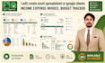 create excel spreadsheet or google sheets income expense invoice, budget tracker