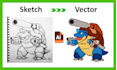 convert drawing into digital art  logo, line art, redraw, sketch to vector