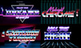 create a 80s futuristic synthwave retro logo with neon style