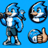 do cartoon, blue, animal, mascot logo