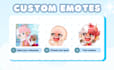 draw twitch emotes badge and animated for twitch, kick, discord, vtuber