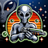 do alien shooter style awesome mascot logo design