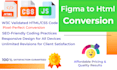 convert figma designs to HTML, CSS, js, PSD, and wordpress