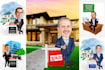 make real estate caricature from you photo in 24 hours