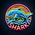 make shark neon modern mascot logo design