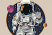 make astronaut, space cartoon mascot logo illustration
