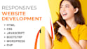 create  responsive web design in html CSS javascript bootstrap and wordpress