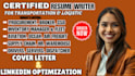 write you truck driver resume, cargo, cover letter, linkedin optimization