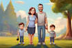 draw cartoon family portrait