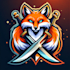 make a high quality fox sword mascot logo with new concept
