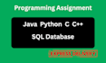 do java python cpp c sharp sql database aws assignments