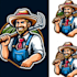 design creative farmer mascot logo with express delivery
