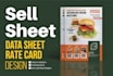 design professional product sell sheet, data sheet, rate cards