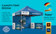 design trade show booth, banner, backdrop, canopy tent