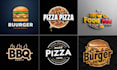 create burger pizza bbq food restaurant logo design
