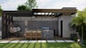 design  landscape, backyard, frontyard, garden, patio, and 3d rendering
