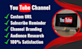 create and setup youtube channel with logo, banner, intro, outro