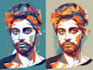 create a face into color vector art portrait