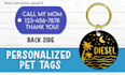 personalized dog cat tags, custom engraved pet name id tag