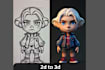 turn your 2d concept into stylized 3d character, 2d to 3d model conversion