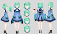 draw vtuber reference sheet, anime, oc, live 2d vtuber, anime ref sheet
