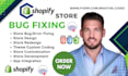 troubleshoot, fix shopify store theme, customize theme, html css liquid coding