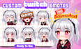 draw twitch emotes, chibi emotes, animated emotes, badges
