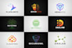 do modern tech startup, apps, security and technology logo