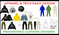 design fashion clothing mockups and tech pack