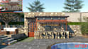 design and render a stunning 3d outdoor kitchen and bar with realism