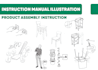 technical line art, sewing pattern step by step illustration