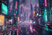 create futuristic cyberpunk city for you