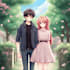 anime cute character, couple background