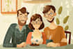draw a vector art family portrait