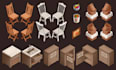 create 2d isometric props and furniture in any style