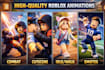 create a full roblox game and high quality roblox animations professionally