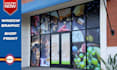 creative shop front or storefront window graphics, window sticker, signage,decal