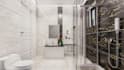 modern bathroom interior design and 3d rendering, 2d planing