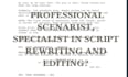write movie script, screenplay, short film script, rewrite script, script editor